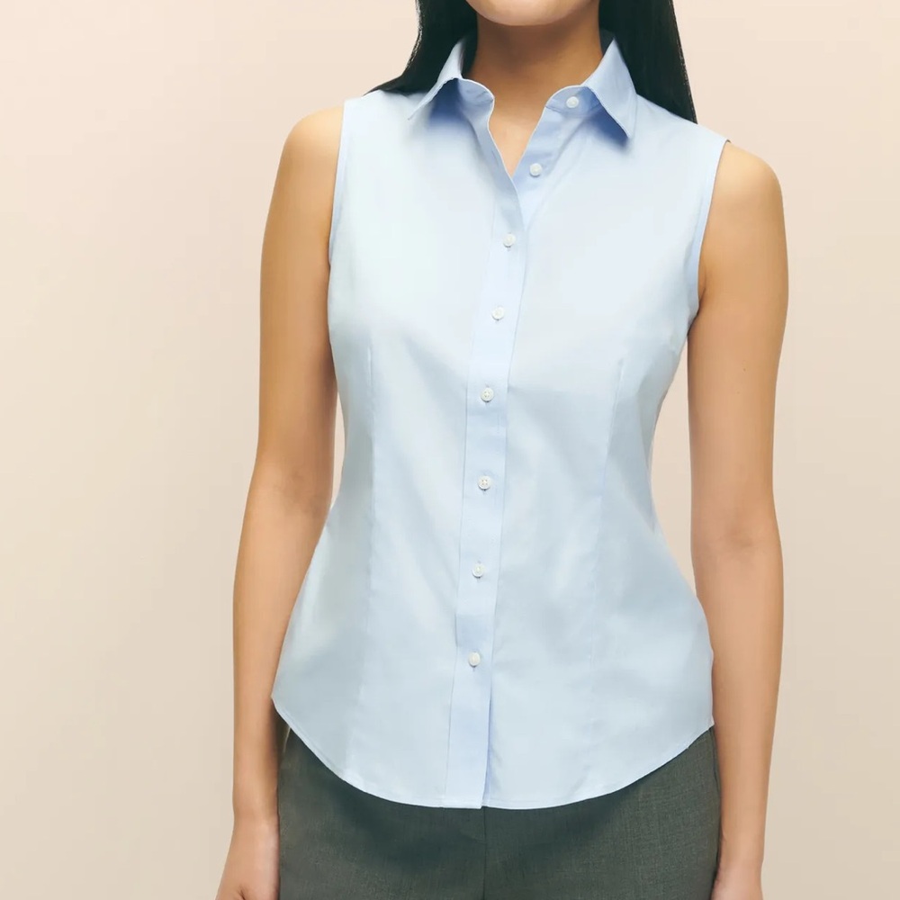 Brooks Brothers Sleeveless Dress Shirt Fitted Non-Iron  Cotton 12